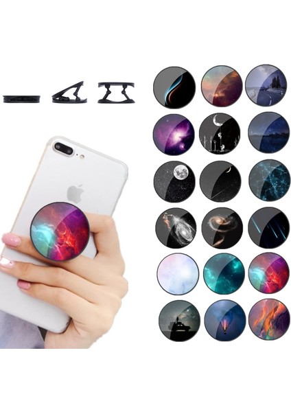 No.11 Stili Yeni Renkli Gökyüzü Parmak Yüzük Telefon Standı Kavrama Parmak Yüzük Desteği Düşme Önleyici Yuvarlak Katlanabilir Evrensel Cep Telefonu Tutucu (Yurt Dışından) indirimleri