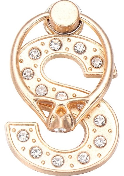 S Tarzı 1 Adet Akıllı Telefon A-Z Mektup Standı 360 Döndürme Cep Telefonu Braketi Alfabe Lüks Elmas Parmak Yüzük Tutucu Mektup Telefon Standı (Yurt Dışından)