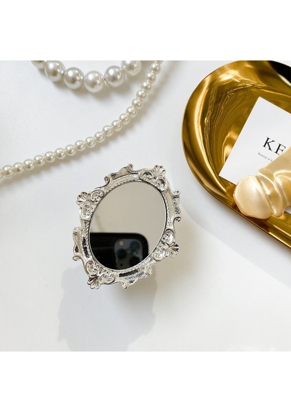 Gümüş Tarzı Yaratıcı Hava Yastığı Braketi Ins Retro Tarzı Tembel Braket Macun Tipi Galvanik Ayna Katlanır Hava Yastığı Cep Telefonu Tablet (Yurt Dışından)