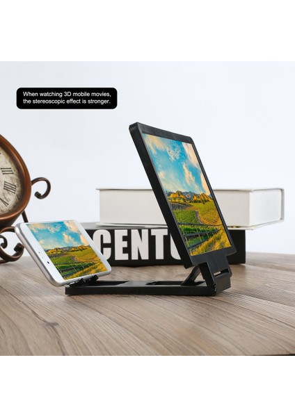 No.1 Tarzı Cep Telefonu Ekran Büyüteci Göz Koruma Ekranı 3D Video Ekran Amplifikatörü Katlanır Genişletilmiş Genişletilmiş Stand Tutucu (Yurt Dışından)