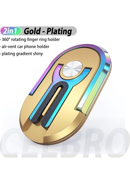 2'si 1 Arada Renk Altın Stili 2 In 1 Evrensel Çok Amaçlı Cep Telefonu Braketi Tutucu Standı 360 Derece Parmak Yüzük Araç Telefonu Montaj Standı iPhone Için Hava Firar (Yurt Dışından)