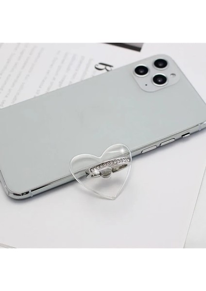 A21-AŞK Tarzı Parmak Yüzük Cep Telefonu Akıllı Telefon Standı Tutucu Cep Akıllı Yuvarlak Telefon Yüzük Şeffaf Kedi Tutucu Kalp Soketi Araç Montaj Standı (Yurt Dışından)