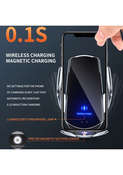 Araç Şarj Cihazı Siyah Stil Tüm Cep Telefonları Için 15W Kablosuz Şarj Cihazı ile Araç Telefonu Tutacağı Manyetik Konnektör USB Kızılötesi Sensör Telefon Tutacağı Montajı (Yurt Dışından) fırsatları