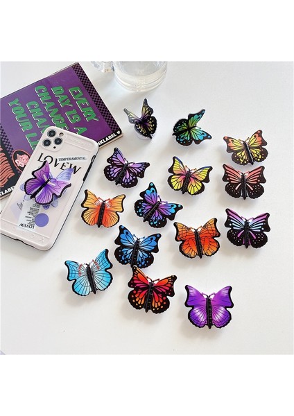 Stil 6 Stil Güzel Kelebek Genişleyen Telefon Standı Kavrama Parmak Rring Desteği iPhone 11 Için Düşme Karşıtı Yuvarlak Katlanabilir Cep Telefonu Tutucu (Yurt Dışından) modelleri