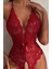 Fancy&dancy Kadın Bacak Arası Açık Dantel Tül Babydoll - Çapraz Askı Detaylı Şık Gecelik - Tek Parça Iç Çamaşırı Bodysuit - 7300 5