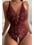 Fancy&dancy Kadın Bacak Arası Açık Dantel Tül Babydoll - Çapraz Askı Detaylı Şık Gecelik - Tek Parça Iç Çamaşırı Bodysuit - 7300 3