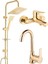 Gold Altın Kare Robot Duş Seti, Lavabo ve Banyo Bataryası Musluğu Çeşmesi 3'lü Set 1
