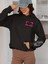Motive Romantik Ön ve Sırt Baskılı Kol Detaylı Pamuklu Oversize Unisex Siyah Sweatshirt 1