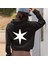 Motive Romantik Ön ve Sırt Baskılı Kol Detaylı Pamuklu Oversize Unisex Siyah Sweatshirt 2