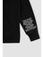 Motive Romantik Ön ve Sırt Baskılı Kol Detaylı Pamuklu Oversize Unisex Siyah Sweatshirt 3