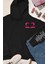 Motive Romantik Ön ve Sırt Baskılı Kol Detaylı Pamuklu Oversize Unisex Siyah Sweatshirt 5