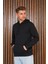 Modaen Siyah Kapuşonlu Sweatshirt (3 Iplik -Baskısız) 1