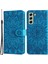 Samsung Galaxy S21 Fe 5g Ayçiçeği Baskılı Pu Deri Deri Flip Cüzdan Kılıfı Stand Özelliği Manyetik Kapatma Telefon Kapağı Strap-Mavi (Yurt Dışından) 2