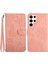 Samsung Galaxy S23 Ultra Için Cilt Touch Pu Deri Telefon Kılıfı, HT03 Baskılı Kelebek Çiçekleri Manyetik Cüzdan Stand Şok Geçirmez Flip Telefon Kapağı Strap-Pink ile (Yurt Dışından) 1