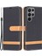 Samsung Galaxy S23 Için Ultra Kot Ceza Doku Cüzdan Telefon Kılıfı Renk Pu Deri Stand Kapak Black (Yurt Dışından) 1