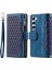 Samsung Galaxy S23 Için+ Rhombus Baskılı Pu Deri Deri Flip Cüzdan Kılıfı Manyetik Çantası Fermuarı Cep Stand Telefon Kapağı Strap-Mavi ile (Yurt Dışından) 1
