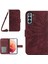 Samsung Galaxy S21+ 5g HT04 Omuz Kayışı ile Baskılı Ayçiçeği Telefon Kılıfı, Pu Deri Deri Touch Cüzdan Stand Kapak-Kırmızı (Yurt Dışından) 1