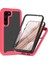 Samsung Galaxy S23 Için+3'ü 1 Arada Pc+Tpu+Pet Ekran Koruyucu Telefon Kılıfı Tam Koruma Bırakma Damalı Kapak Pembe (Yurt Dışından) 1