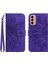 Samsung Galaxy Için M13 4g (Global Versiyon) HT04 Splash-Değiştirilmiş Pu Deri Deri Cep Telefon Koruma Kapağı Strap-Dark Mor ile Baskılı Ayçiçeği Stand Cüzdan Telefon Kılıfı (Yurt Dışından) 1