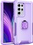 Samsung Galaxy S22 Ultra 5g Için 3-1 Arada Yüzük Tutucu Telefon Kickstand Koruyucu Telefon Geri Kapak Işığı Mor Mor (Yurt Dışından) 1