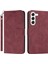 Samsung Galaxy S23 Telefon Kasası Manyetik Toka Pu Deri Standı Cep Telefonu Flip Cüzdan Kapağı Strap-Wine Kırmızı ile (Yurt Dışından) 1