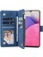 Samsung Galaxy A33 Için 5g Pu Deri Çoklu Kart Yuvaları Stand Kılıf Damgası Damalı Fermuar Cep Cüzdanı Telefon Kapak Mavisi (Yurt Dışından) 2
