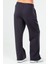 Siyah-Mor Regular Fit Düz Pamuklu Yandan Cep Geniş Paça Kadın Eşofman Altı - SD0939 4