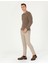 Erkek Vizon Slim Fit Çizgili Kanvas Pantolon 50278471-VR052 3