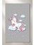 Unicorn Desenli Gri Dekoratif Makinede Yıkanabilir Kilim Çocuk Halısı Kadife Kumaş Dot Taban Halı 3