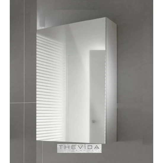 Thevida Lavabo Üstü Tek Kapaklı Banyo Dolabı,60 x 40 Aynalı Dolap
