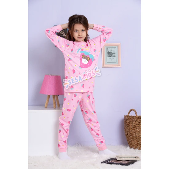 Sesa Pamuklu Kız Çocuk Pijama Takımı