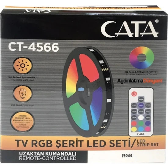 Cata CT-4566 Usb'li Tv Arkası Rgb LED 3 mt