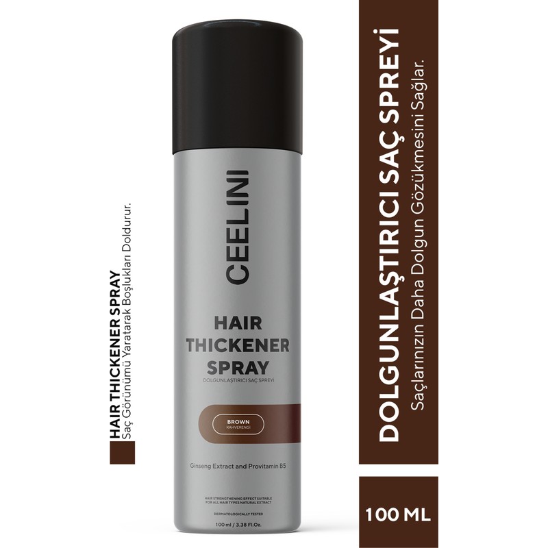 Ceelini Dolgunlaştırıcı Saç Spreyi Orta Kahverengi 100 ml Ginseng ve Provitamin B5 İçerir
