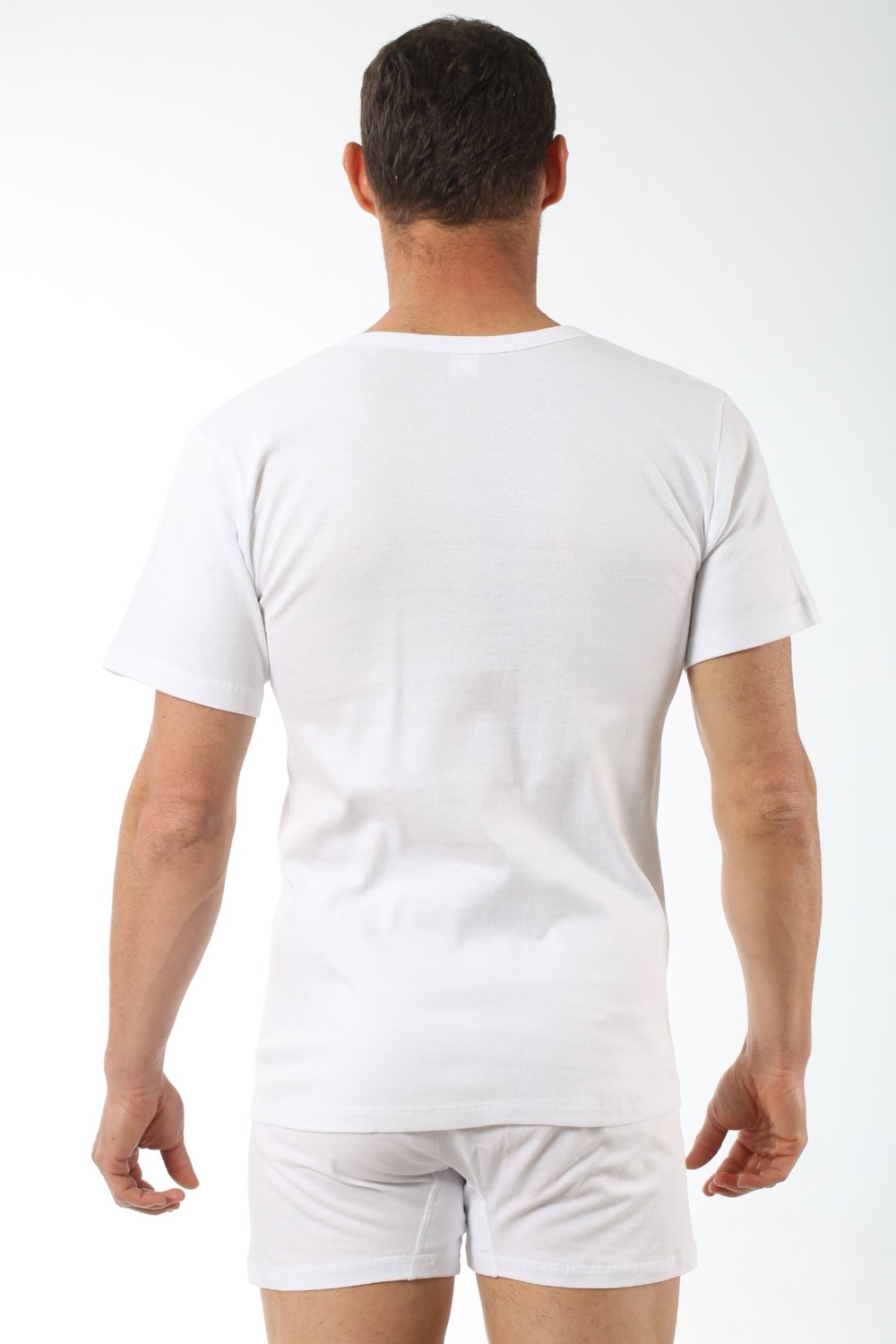 Özkan Underwear 0115 Erkek Ribana Pamuklu Esnek Rahat Geniş Yaka Kısa Kollu Fanila Tişört görsel 2