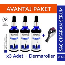 Nettens Hair Saç Bakım Serumu 3'Lü Saç Bakım Serum Seti Dermaroller Dökülmüş Saçlara Özel Saç Çıkaran Serum