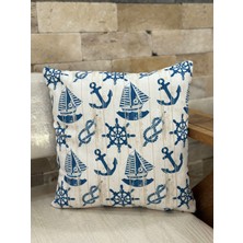 Çapa ve Gemi Desen Dekoratif Kırlent Kılıfı