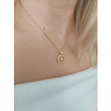 Quella Çelik Zirkon Kutup Yıldız Gold Kolye