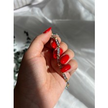 Aslı Jewelry Store Zirkon Xoxo Model Tıfany Döküm Bileklik Altın Kaplama