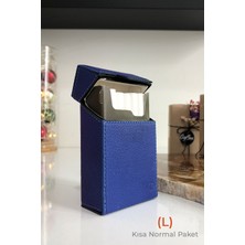 Cig Box cigbox Deri Sigara Çantası - (L) Kısa Normal Paket - Aluminyum Kasa - Mıknatıslı Kapak - Sigara Tabakası ,hediye