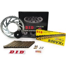 JT Zincir Dişli Seti Cf Moto Nk (650 Cc) (2022) / Zincir : DID-520VX3 (GOLD)-118 / Dişli :  Jt (14T) - Sunstar (46T) / Cf Moto / Nk / 650CC / Dıd 520VX3 Gold Zincirli Set / 2022