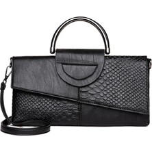 Qiuming Shop Bordo Tarzı 30X4X17 cm Smooza Yeni Moda Timsah Desenli Gün Debriyaj Bayan Deri Çanta Bir Omuz Crossbody Çanta Yumuşak Siyah Kadın Çanta (Yurt Dışından)