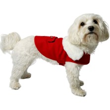 Nobledog Store Kırmızı Kaşe Kürklü Yakalı Köpek Kaban