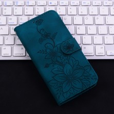 Manyi Boutique Xiaomi Redmi 9A Kabartmalı Lily Cüzdan Kılıfı ile Uyumlu, Kart Tutuculu Pu Deri Kapaklı (Yurt Dışından)