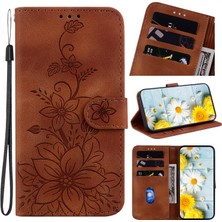 Manyi Boutique Apple iPhone 12 Mini Kabartmalı Lily Cüzdan Kılıfı ile Uyumlu, Kart Tutuculu Pu Deri Kapaklı (Yurt Dışından)