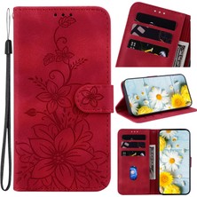 Manyi Boutique Apple iPhone 12 Mini Kabartmalı Lily Cüzdan Kılıfı ile Uyumlu, Kart Tutuculu Pu Deri Kapaklı (Yurt Dışından)