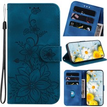 Manyi Boutique Samsung Galaxy S21 Ultra 5g Kabartmalı Lily Cüzdan Kılıfı ile Uyumlu, Kart Tutuculu Pu Deri Kapaklı (Yurt Dışından)