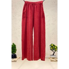 Sahnemoda Yandan Cepli Bol Paça Yıkamalı Triko Pantolon