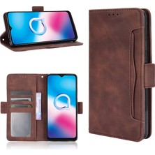 Bdt Shop Alcatel 3x 2020 ile Uyumlu Kickstand Koruyucu, Kredi Kartı Tutacağı Pu Deri Darbeye Dayanıklı Telefon Kılıfı (Yurt Dışından)