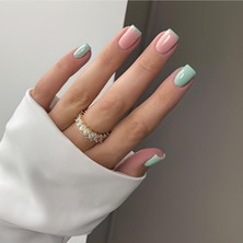 Rubatrend Kalıcı Nail Art Pembe T French Düz Model Takma Tırnak Seti