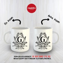 Moddy Store Monogram Isim ve Baş Harfi Kişiselleştirilebilir Kelebek Tasarımlı Baskılı Kupa Bardak